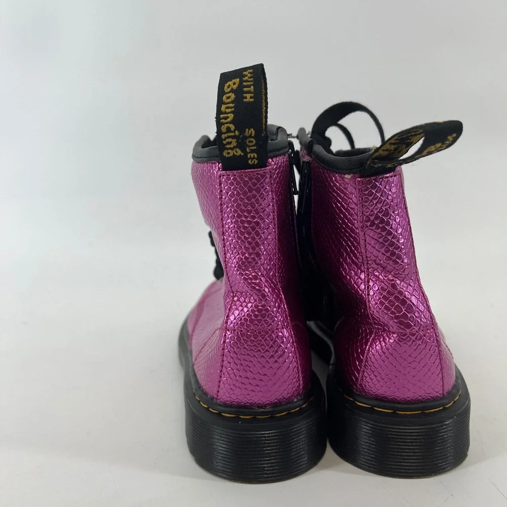 Dr. Doc Martens 1460 J Metallic Pink Snakeskin Boots Junior Size 3 US 2 UK 34 EU